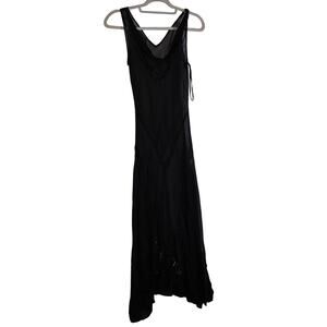 Y2K Mixit Black Sheer Maxi Dress With Floral Embroidery With A Cowl Neck